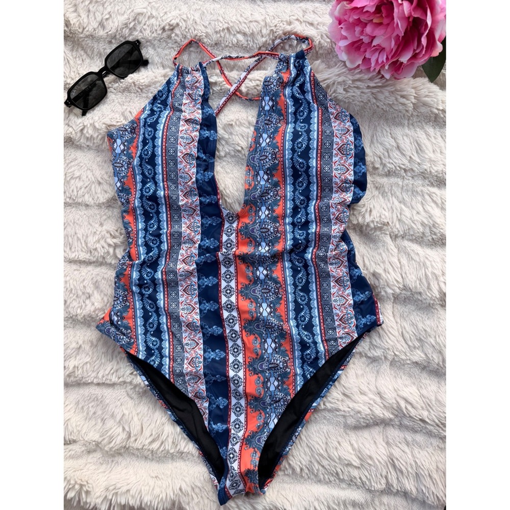 CUPSHE Boho Print Cutout One-Piece Swimsuit | NWT - SIZE XL